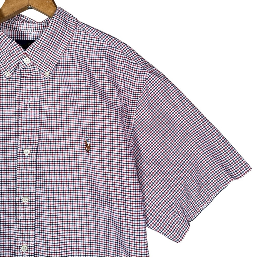 RALPH LAUREN Plaid Embroiderrd Polo Logo Button Down Oxford Shirt